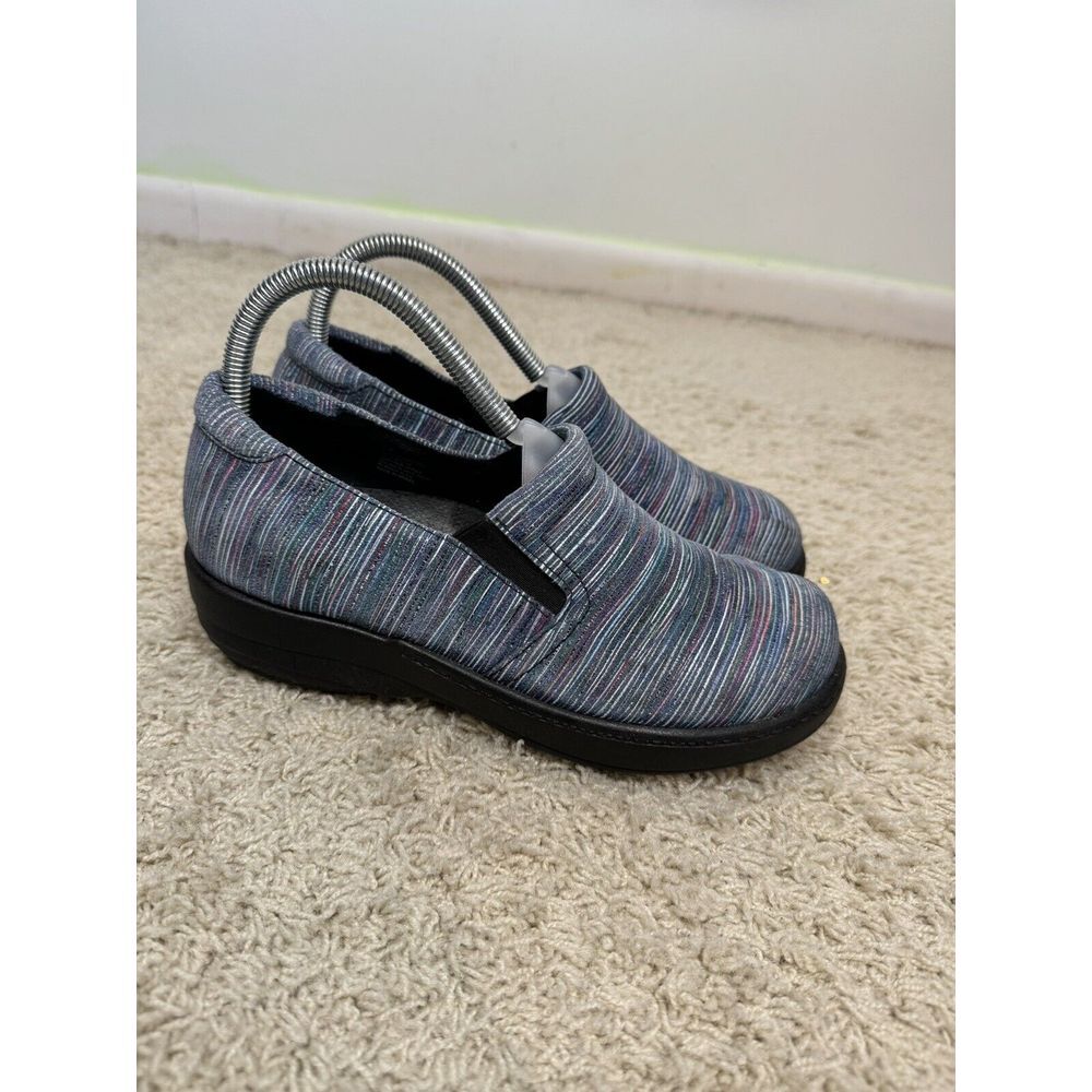 Abeo Bessie Women's Slip On Comfort Clogs Blue Striped Size 7 Used Non Slip READ